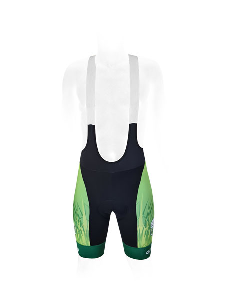 BIB SHORT GREEN RECYCLED — custom bib shorts by Cindra Enterprises
