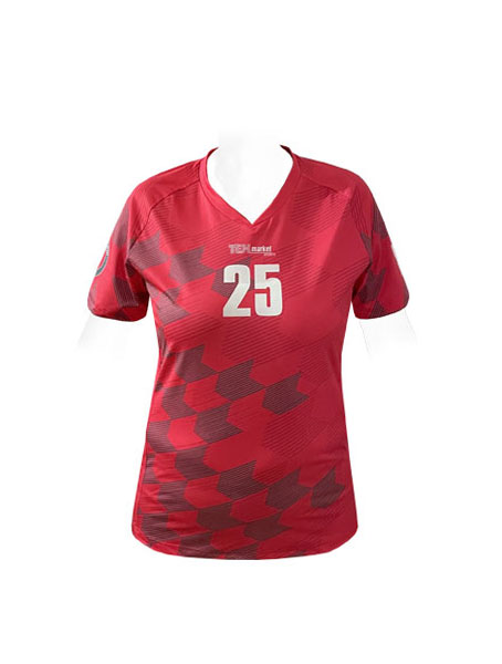 SS JERSEY HANDBALL SIDE INSERTS V-COLLAR WOMEN — custom short sleeve by Cindra Enterprises