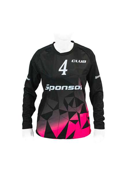 LS JERSEY HANDBALL SIDE INSERTS ROUND COLLAR WOMEN — custom long sleeve by Cindra Enterprises