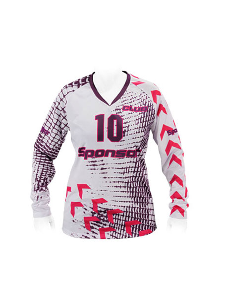 LS JERSEY HANDBALL SIDE INSERTS V-COLLAR WOMEN — custom long sleeve by Cindra Enterprises